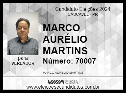 Candidato MARCO AURÉLIO MARTINS 2024 - CASCAVEL - Eleições