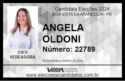 Candidato ANGELA OLDONI 2024 - BOA VISTA DA APARECIDA - Eleições