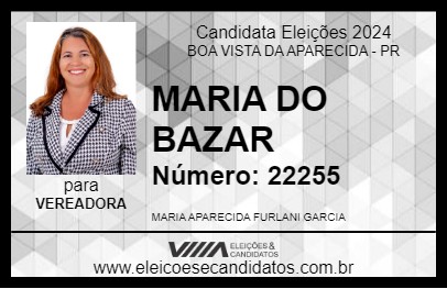 Candidato MARIA DO BAZAR 2024 - BOA VISTA DA APARECIDA - Eleições