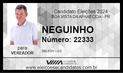 Candidato NEGUINHO 2024 - BOA VISTA DA APARECIDA - Eleições