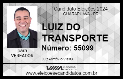 Candidato LUIZ DO TRANSPORTE 2024 - GUARAPUAVA - Eleições