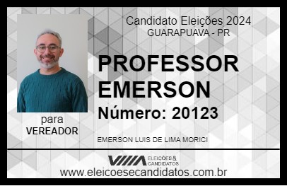 Candidato PROFESSOR EMERSON 2024 - GUARAPUAVA - Eleições