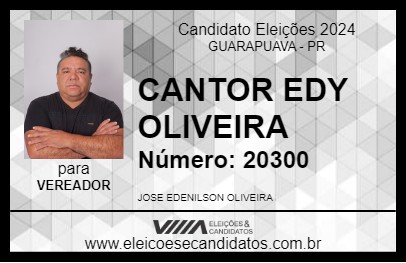 Candidato CANTOR EDY OLIVEIRA 2024 - GUARAPUAVA - Eleições