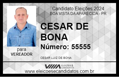 Candidato CESAR DE BONA 2024 - BOA VISTA DA APARECIDA - Eleições