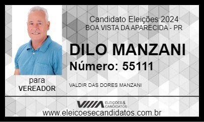 Candidato DILO MANZANI 2024 - BOA VISTA DA APARECIDA - Eleições