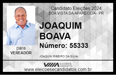 Candidato JOAQUIM BOAVA 2024 - BOA VISTA DA APARECIDA - Eleições