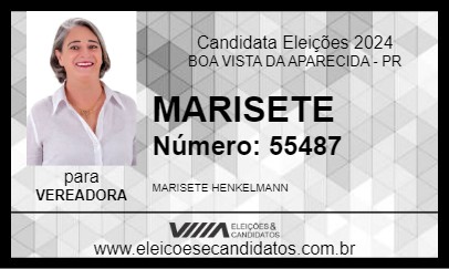 Candidato MARISETE 2024 - BOA VISTA DA APARECIDA - Eleições