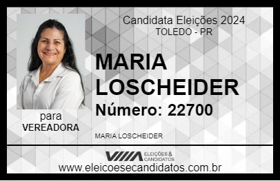 Candidato MARIA LOSCHEIDER 2024 - TOLEDO - Eleições