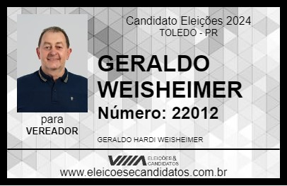 Candidato GERALDO WEISHEIMER 2024 - TOLEDO - Eleições