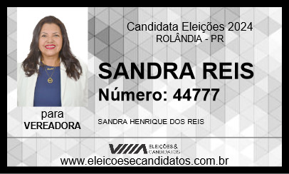 Candidato SANDRA REIS 2024 - ROLÂNDIA - Eleições