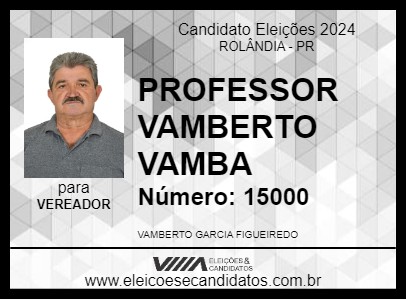 Candidato PROFESSOR VAMBERTO VAMBA 2024 - ROLÂNDIA - Eleições