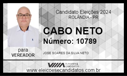 Candidato CABO NETO 2024 - ROLÂNDIA - Eleições