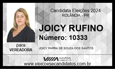 Candidato JOICY RUFINO 2024 - ROLÂNDIA - Eleições