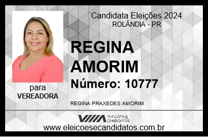 Candidato REGINA AMORIM 2024 - ROLÂNDIA - Eleições