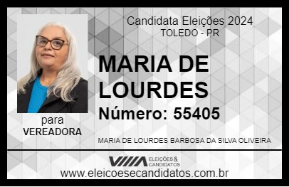 Candidato MARIA DE LOURDES 2024 - TOLEDO - Eleições