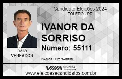 Candidato IVANOR DA SORRISO 2024 - TOLEDO - Eleições