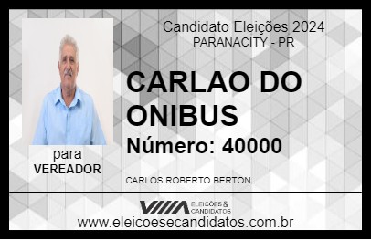 Candidato CARLAO DO ONIBUS 2024 - PARANACITY - Eleições