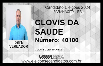 Candidato CLOVIS DA SAUDE 2024 - PARANACITY - Eleições