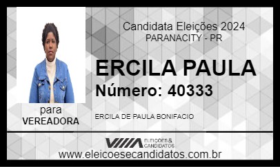 Candidato ERCILA PAULA 2024 - PARANACITY - Eleições