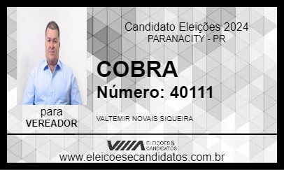 Candidato COBRA 2024 - PARANACITY - Eleições