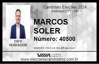 Candidato MARCOS SOLER 2024 - PARANACITY - Eleições