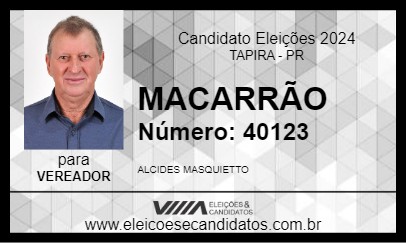 Candidato MACARRÃO 2024 - TAPIRA - Eleições