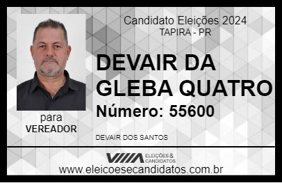 Candidato DEVAIR DA GLEBA QUATRO 2024 - TAPIRA - Eleições