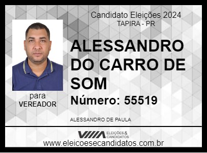 Candidato ALESSANDRO DO CARRO DE SOM 2024 - TAPIRA - Eleições