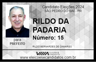 Candidato RILDO DA PADARIA 2024 - SÃO PEDRO DO IVAÍ - Eleições