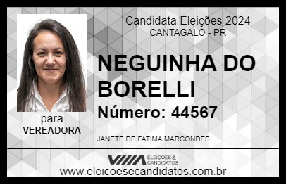 Candidato NEGUINHA DO BORELLI 2024 - CANTAGALO - Eleições