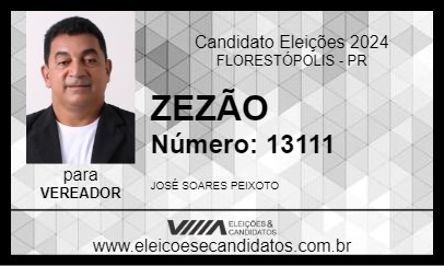 Candidato ZEZÃO DO BAR 2024 - FLORESTÓPOLIS - Eleições