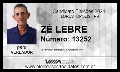 Candidato ZÉ LEBRE 2024 - FLORESTÓPOLIS - Eleições