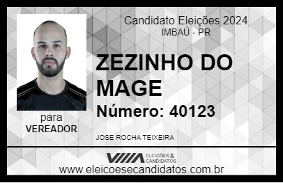 Candidato ZEZINHO DO MAGE 2024 - IMBAÚ - Eleições