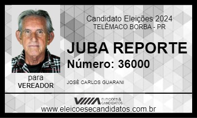 Candidato JUBA REPÓRTER 2024 - TELÊMACO BORBA - Eleições