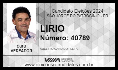 Candidato LIRIO 2024 - SÃO JORGE DO PATROCÍNIO - Eleições