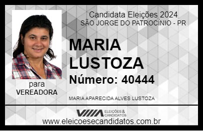 Candidato MARIA LUSTOZA 2024 - SÃO JORGE DO PATROCÍNIO - Eleições