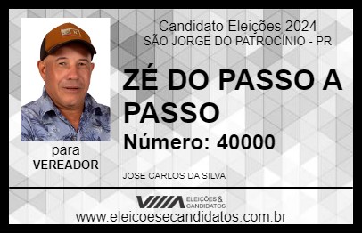 Candidato ZÉ DO PASSO A PASSO 2024 - SÃO JORGE DO PATROCÍNIO - Eleições