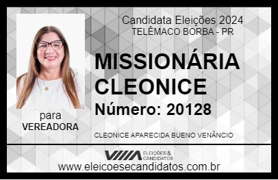 Candidato MISSIONÁRIA CLEONICE 2024 - TELÊMACO BORBA - Eleições