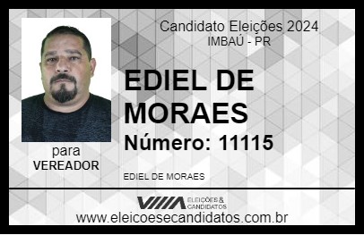 Candidato EDIEL DE MORAES 2024 - IMBAÚ - Eleições