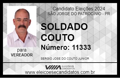 Candidato SOLDADO COUTO 2024 - SÃO JORGE DO PATROCÍNIO - Eleições