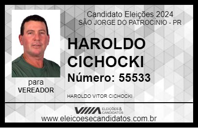 Candidato HAROLDO CICHOCKI 2024 - SÃO JORGE DO PATROCÍNIO - Eleições