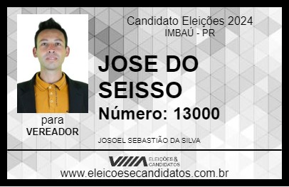 Candidato JOSE DO SEISSO 2024 - IMBAÚ - Eleições