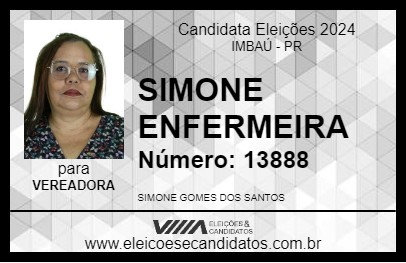 Candidato SIMONE ENFERMEIRA 2024 - IMBAÚ - Eleições