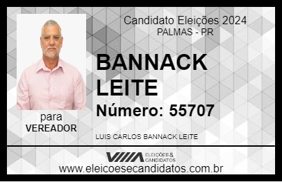 Candidato BANNACK LEITE 2024 - PALMAS - Eleições