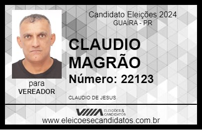 Candidato CLAUDIO MAGRÃO 2024 - GUAÍRA - Eleições