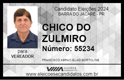 Candidato CHICO DO ZULMIRO 2024 - BARRA DO JACARÉ - Eleições