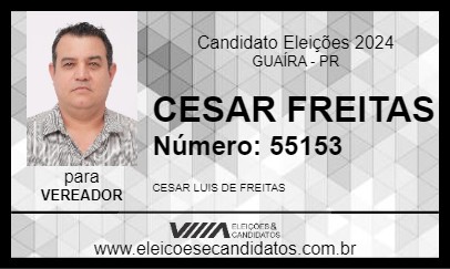 Candidato CESAR FREITAS 2024 - GUAÍRA - Eleições