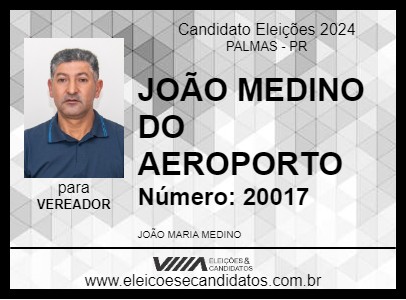 Candidato JOÃO MEDINO DO AEROPORTO 2024 - PALMAS - Eleições