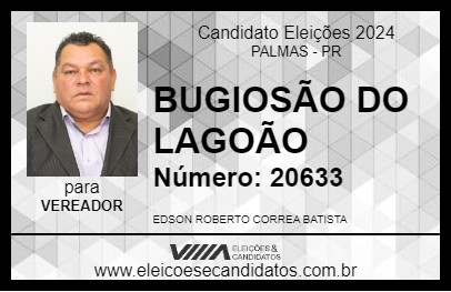 Candidato BUGIOSÃO DO LAGOÃO 2024 - PALMAS - Eleições