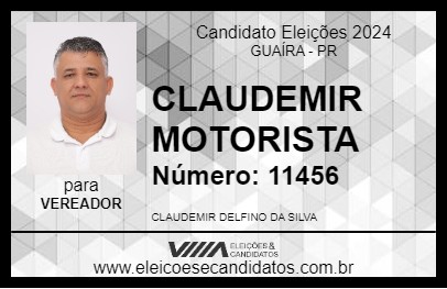 Candidato CLAUDEMIR MOTORISTA 2024 - GUAÍRA - Eleições